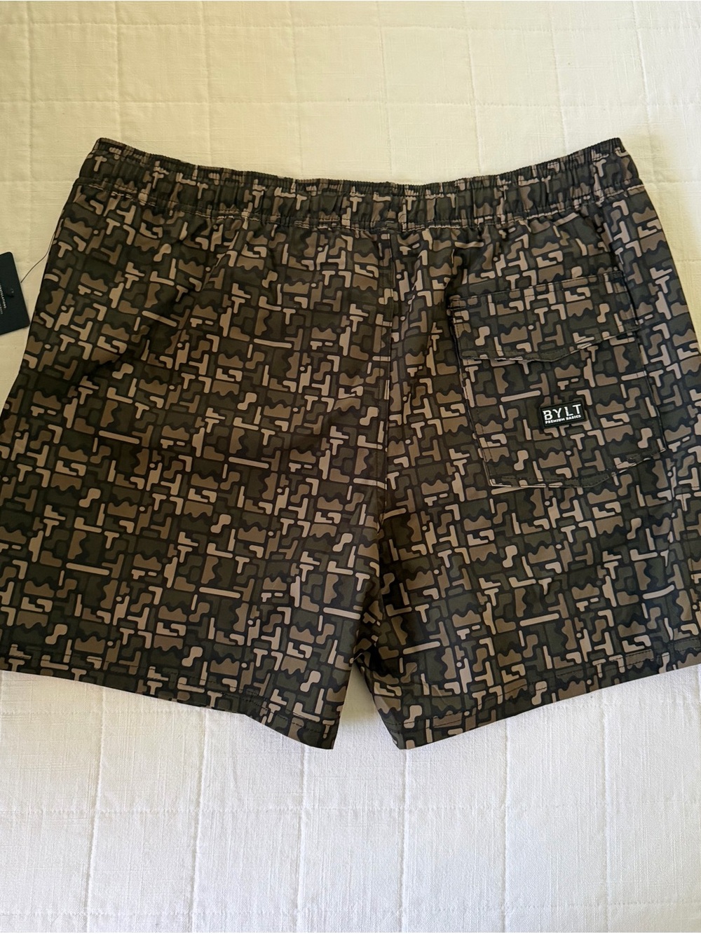BYLT Basics Men's Brown Geometric Athletic Shorts